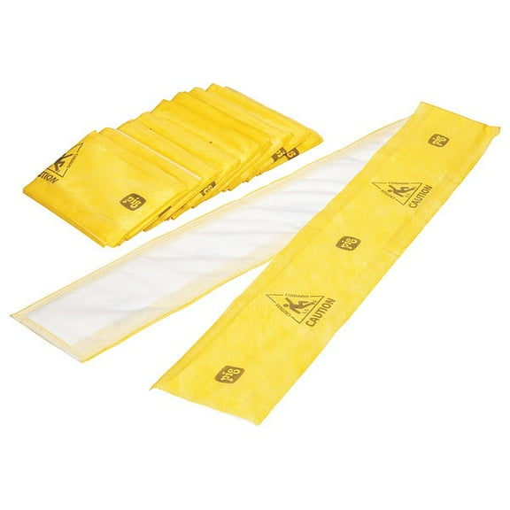 Pig Sorbent Strip, 13 gal, 5 in x 60 in, Universal, Yellow, 10 PK WTR001