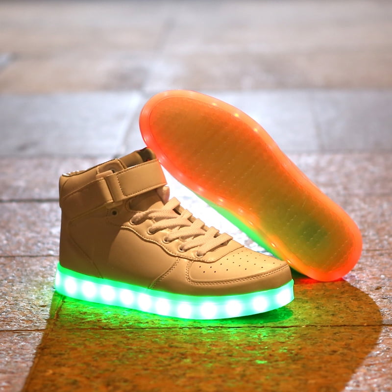Kids Boy and Girls High Top Led Light Up Sneakers Flashing Rechargeable Sports Shoes