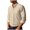 Khaki, variant on Dursoulink Long Sleeve Round-Neck Shirt for Men, Cotton Solid Color, Button Front, Pocket Detail, Regular Length, Casual Fit