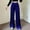Blue, variant on Idoravan Women's Plus Size Pants Women Suede Elastic Waist High Waist Color Blocking Sagging Loose Wide Leg Trousers Length Pants