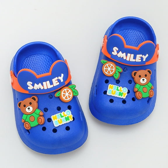 Kids Summer Sandals Boys Outdoor Beach Shoes Unisex Clogs On Water Shoes For Toddler Children Lightweight Casual Boys Sandals Blue 18