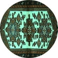 thumbnail image 1 of Ahgly Company Machine Washable Indoor Round Persian Turquoise Blue Traditional Area Rugs, 4' Round, 1 of 4