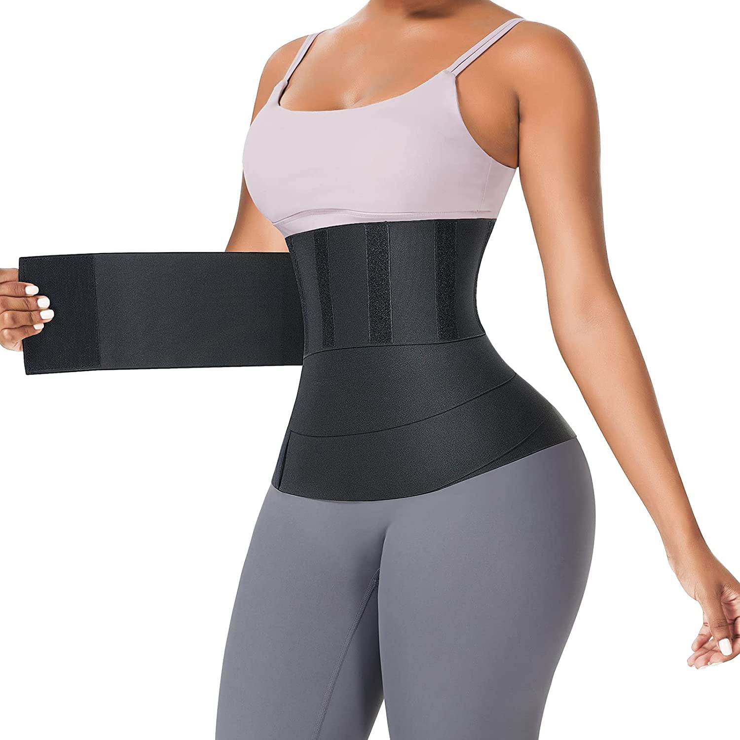 FeelinGirl Waist Trainer for Women Waist Trimmer Wraps for Stomach with Loop Snatch Bandage Wrap Plus Size Tummy Wrap 