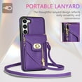 thumbnail image 3 of Allytech Cards Holder Wallet Back Case for Samsung Galaxy S23 FE 5G, PU Leather 5 Cards Slots Cover for Girls Women Stand Shockproof Bumper Case with Metal Buckle Lanyard - Purple, 3 of 7