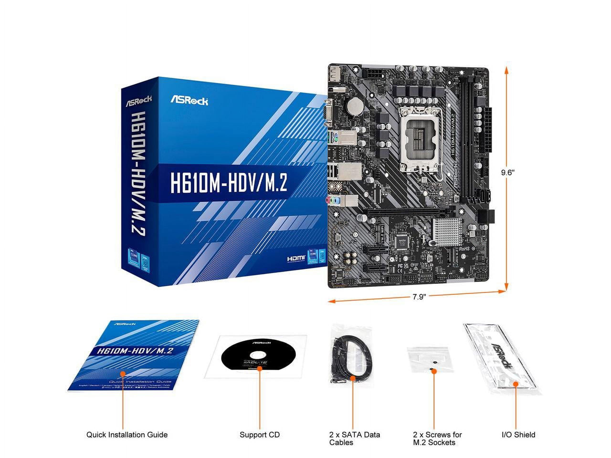 ASRock H610M-HDV/M.2 LGA 1700 Intel H610 SATA 6Gb/s DDR4 Micro ATX