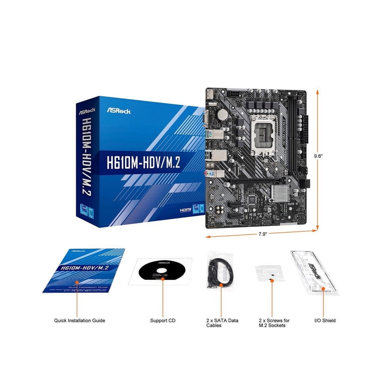 ASRock H610M-HDV/M.2 LGA 1700 Intel H610 SATA 6Gb/s DDR4 Micro ATX