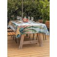 thumbnail image 3 of Outdoor Tablecloths with Umbrella Hole & Zipper, Jellyfish Coastal 60 x102 Inch Rectangle Tablecloths, Summer Nautical Starfish Coral Grey Wooden Waterproof Table Cloth, Patio/Pool Table Covers, 3 of 8