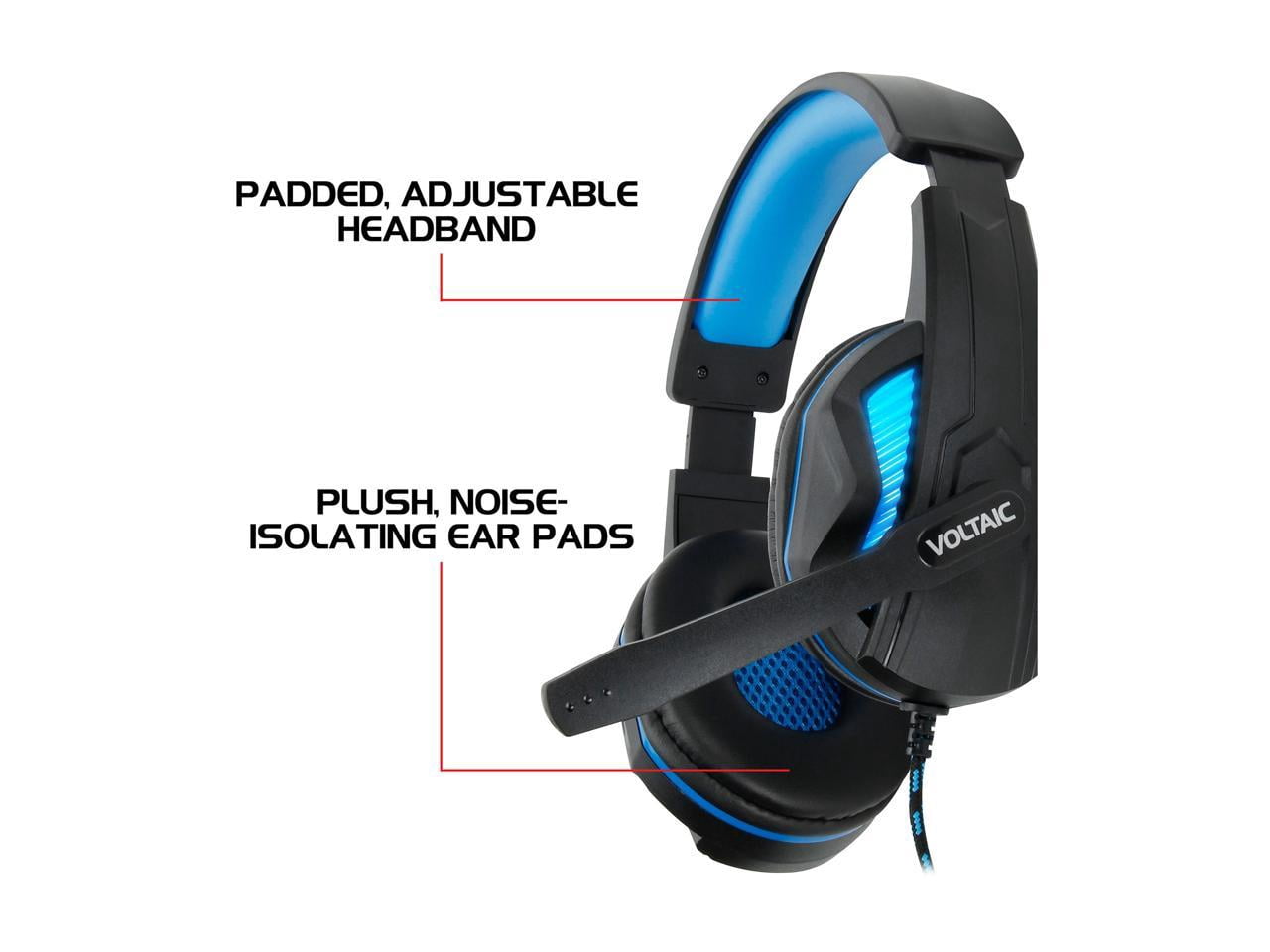 Enhance Voltaic Pro Gaming Headset - Stereo - USB - Wired - 32 Ohm - 20 Hz - 20 kHz - Over-the-ear - Binaural - Circumaural - 7 ft Cable - Omni-directional Microphone - Black, Blue