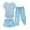 Clear Blue, variant on Ekouaer 3 PCS Capri Pajamas for Women Set Short Sleeve Pajama Sets Floral Pj Sets Soft Sleepwear with Pockets