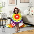 thumbnail image 4 of Wearable Blanket,Tie Dye Rainbow Concentric Circles Pattern Hooded Wearable Flannel Blanket for Adults & Teens,Winter Poncho Shawl Wrap Cape Cozy Anti-Pill,60"x80", 4 of 5