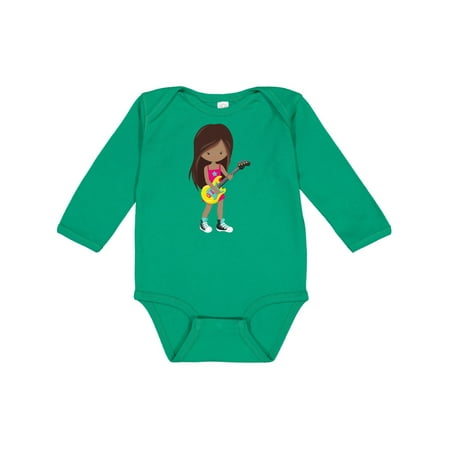 

Inktastic African American Girl Rock Girl Girl With Guitar Gift Baby Girl Long Sleeve Bodysuit