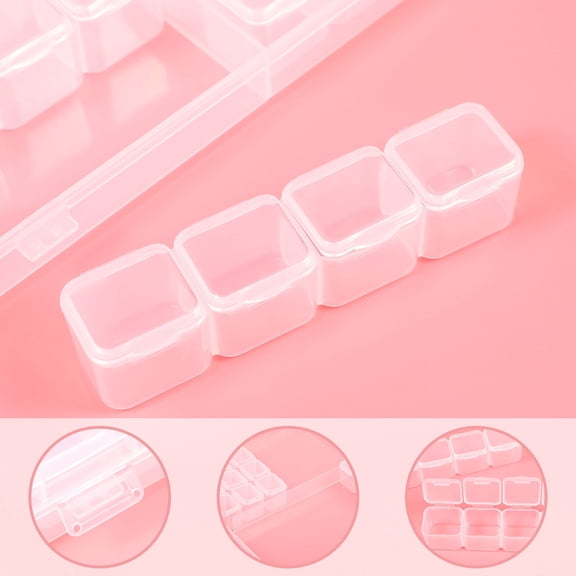 DINHEAROM Clear Plastic Bead Storage Organizer Box with 56 Compartments for Jewelry Making and Craft Projects