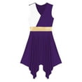 thumbnail image 5 of YONGHS Womens Color Block Praise Liturgical Dancewear Sleeveless Irregular Hem Lyrical Dance Dress Purple M, 5 of 7