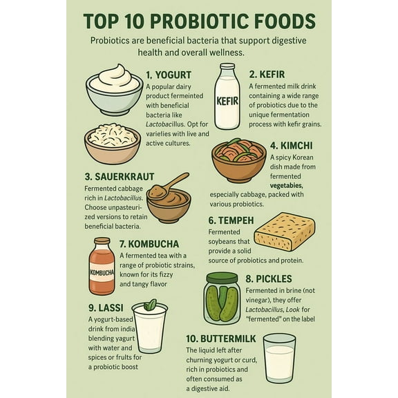 10 Best Foods High In Probiotics poster