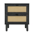 thumbnail image 6 of Sango Orre 2-Drawer Mid-Century Nightstand with Rattan Detail, Black/Brown, 6 of 7
