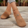 thumbnail image 6 of Wide Toe Box Flats Shoes Women Knit Ballet Flats Mary Jane Dress Flat Wide Width Walking Shoes Slip-on with Strap Brown 36, 6 of 6