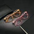 thumbnail image 6 of Blue Light Blocking Glasses, 2 Pack Computer Reading Glasses for Anti Eyestrain，Stylish Oval Frame, Anti Glare(Clear Pink + Champagne, +1.25 Magnification), 6 of 6