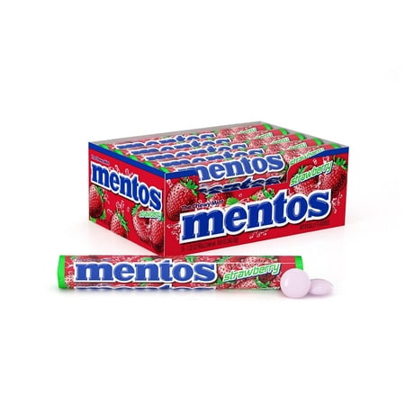 Mentos Chewy Mint Candy Roll, Strawberry, Peanut and Tree Nut Free, 1.32 oz, 15 Count