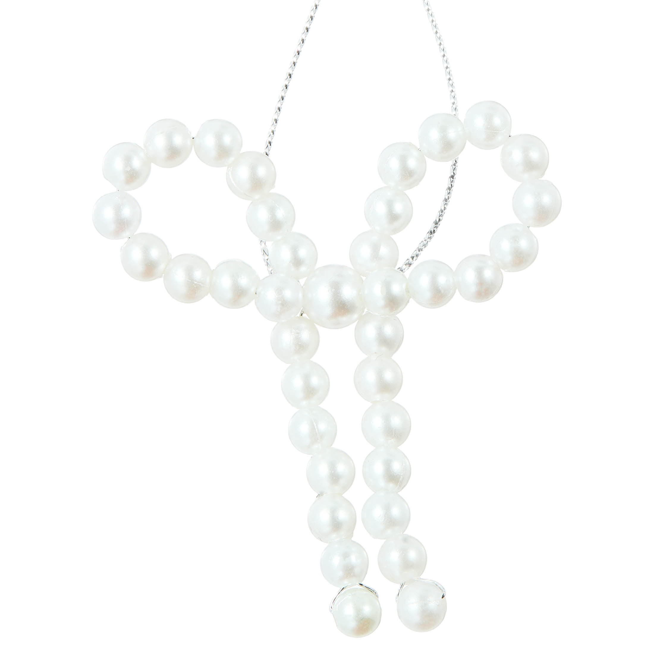 4-Count White Beaded Bow Mini Christmas Ornaments, 2.5", by Holiday Time