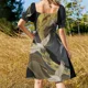 thumbnail image 4 of Vestido sin mangas con grullas japsas vuelo a la luna dorada ropa de mujer vestidos de mujer vestido vintage, 4 of 6