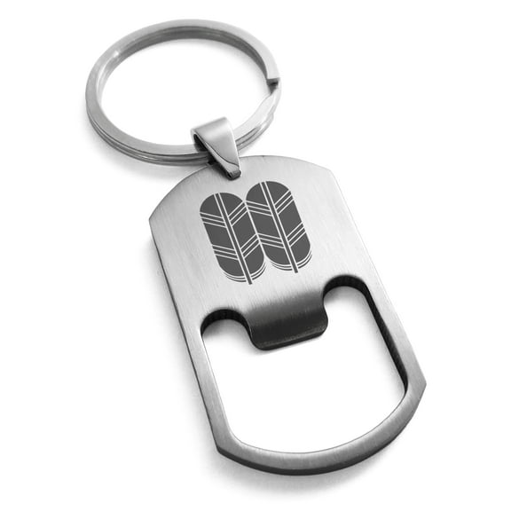 Stainless Steel Kikuchi Samurai Crest Engraved Bottle Opener Dog Tag Keychain Keyring
