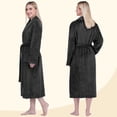 thumbnail image 4 of PAVILIA Black Women Robe Fleece Plush Soft, Fluffy Fuzzy Cozy Warm Lightweight Bathrobe, Shower Spa House Long Robe for Women, L/XL, 4 of 9