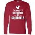 thumbnail image 3 of Inktastic Easily Distracted by Squirrels Long Sleeve T-Shirt, 3 of 5