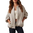 thumbnail image 5 of Women Oversized Casual Fully Lined Zip Up Jacket Coats with Pockets, 5 of 6
