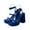 Blue, variant on Lovskoo 2024 Women's Chunky Heels Sandals Open Toe Buckle Platform Pumps Thick-Soled Strappy High-Heeled Sandals for Women Black