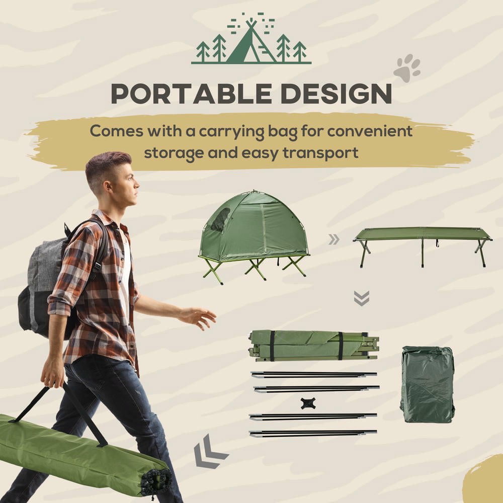 Resenkos Camping Tent Cot, Single Person Folding Cot Combo, Off-Ground Tent with Covered Outdoor Bed and Carry Bag