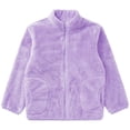 thumbnail image 3 of TSSOE Kids Girls Polar Fleece Jacket Long Sleeve Outwear Coat Casual Sherpa Jacket Zip Up Outerwear Purple 100, 3 of 7