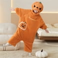 thumbnail image 6 of Halloween Themed Silly Goofy Onesie for Kids- Frog Onesie Funny Monster Pajamas Fleece Jumpsuit Hooded Cozy Plush Loungewear (No Shoes Included and Comb) Orange 3-4 Years, 6 of 9