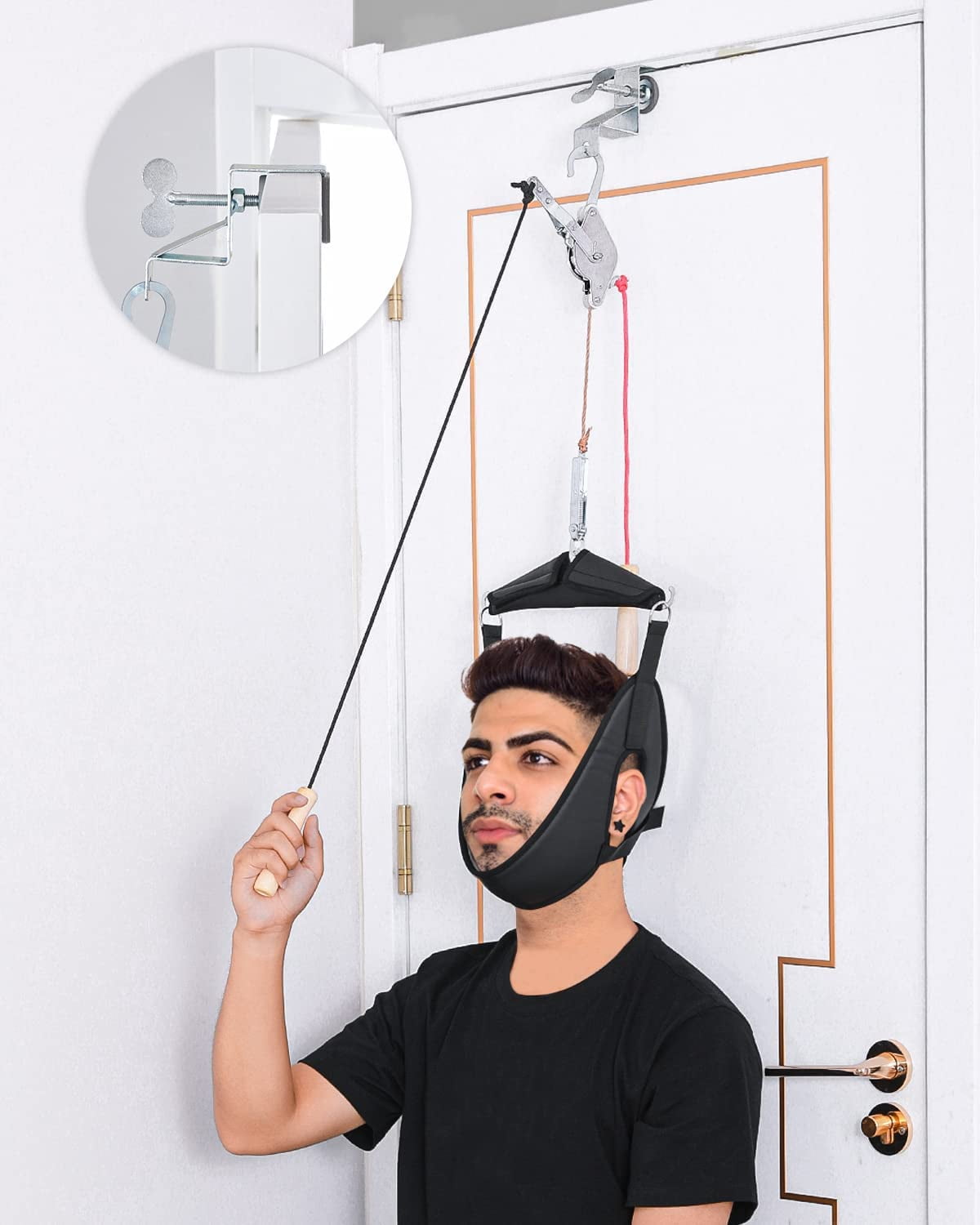 All New Cervical Neck Traction Device,Safety Ratchet Door Neck Stretcher,Portable LongLasting