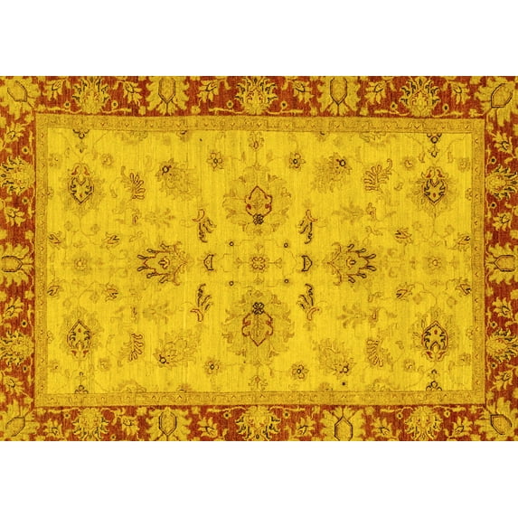 Ahgly Company Indoor Rectangle Oriental Yellow Traditional Area Rugs, 3' x 5'