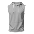 thumbnail image 5 of Havenx Men's Workout Hooded Tank Tops Sleeveless Drawstring Hoodies with Pockets Solid Color Shirts Sports Training Bodybuilding Athletic Muscle Gym Streetwear,Light Gray XL, 5 of 5