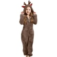 thumbnail image 4 of Shadoumai Toddler Kids Animal Onesie Christmas Hooded Zip One Piece Jumpsuit Christmas Reindeer Onesie For Kids Girls Jumpsuits Deer Animal One Piece Hooded Onesie Holiday Jumpsuit, 4 of 6