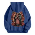 thumbnail image 4 of NinXxx Women's Word Graphic Hoodie Sweatshirt Long Sleeve Pullover Top Navy S, 4 of 5