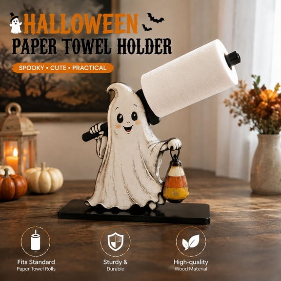Halloween Paper Towel Holder, 7 Inch Standing Paper Towel Holder with Base Vintage Halloween Decor Spooky Halloween Decor for Kitchen Countertop Fall Halloween Decor for Home