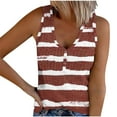 thumbnail image 4 of CLOISE Womens Tank Tops Loose Wine Summer V Neck Comfy Casual T Shirts Fashion Sleeveless Striped Multi-colored Hollow Breathable Soft Blouse 2XL, 4 of 5