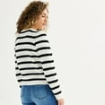 thumbnail image 2 of Women's Draper James Chunky Crewneck Cardigan Color: Black White Stripe Size: X LARGE, 2 of 4