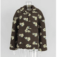 thumbnail image 2 of Women's Fall Cute Floral Faux Fur Pullover Fleece Sweatshirt Casual Zip Up Winter Sherpa Jacket, 2 of 6