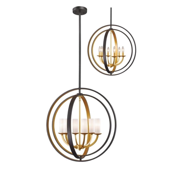 6 Light Pendant in Architectural Style 24.38 inches Wide By 25.38 inches High-Bronze Gold Finish Bailey Street Home 372-Bel-2272696