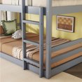 thumbnail image 5 of Newest Triple Twin Bunk Bed with Two Ladders & Guardrails, Solid Rubber Wood Triple Decker Bunk Bed, Convertible to 3 Separate Beds, Grey Finish for Large Families & Shared Rooms, 5 of 19