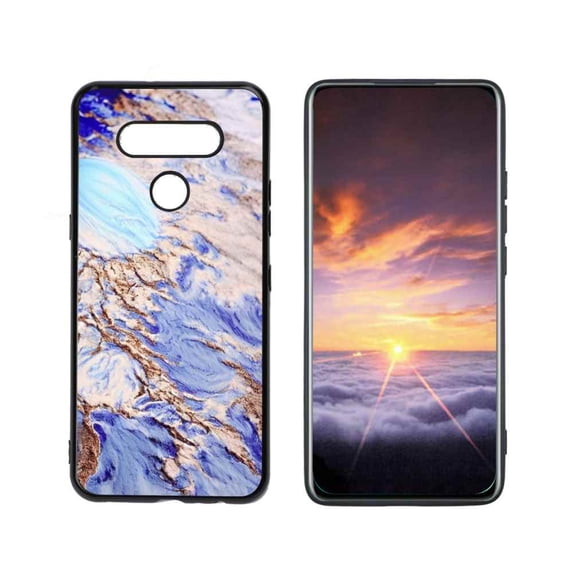 Blue-Marble-19 Phone Case, Degined for LG Q51 Case Men Women, Flexible Silicone Shockproof Case for LG Q51