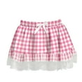 thumbnail image 6 of Women Y2k Plaid Ruffle Mini Skirt Flowy Layered Short Skirt Gingham A Line Skirts Cute Streetwear, 6 of 6