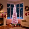 thumbnail image 4 of Topbuy 6 FT Christmas Tree Artificial Xmas Tree with 460 Flocked Branch Tips & Folding Metal Stand Slim Pencil Decoration Tree, 4 of 9