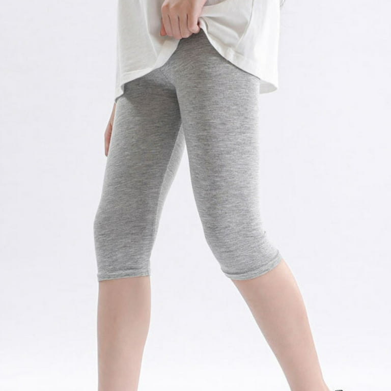 Girls Solid White 3/4th Leggings