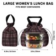 thumbnail image 5 of Maroon and Pink Checkered Pattern Drawstring Insulated Lunch Bag for Women, Stain-Resistant Large Lunch Tote with Multi-Pockets for Work Office, 5 of 6