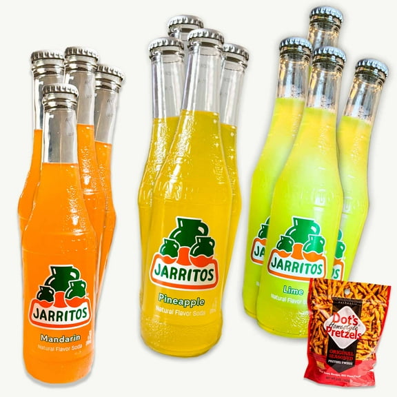 Jarritos Mexican Soda - Lime (4pk) - Pineapple (4pk) - Mandarin Orange (4pk) - Original Pretzel Twists (5oz) - 13 Items