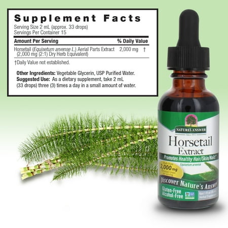 Nature’s Answer Horsetail Extract 2,000 mg, Alcohol-Free, Herbal Supplement, 1 fl oz